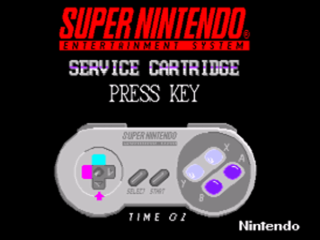 Burn-In/Test Cartridge title screen for Super Nintendo